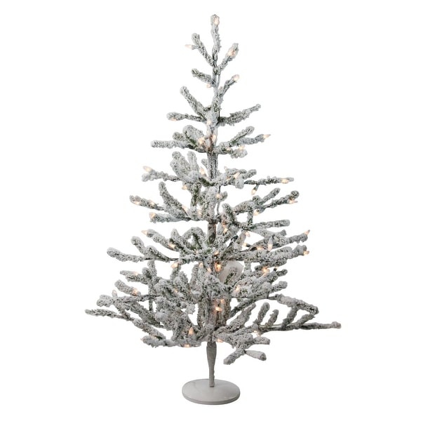 36" Pre-Lit Flocked Alpine Coral Artificial Christmas Tree - Warm White Lights