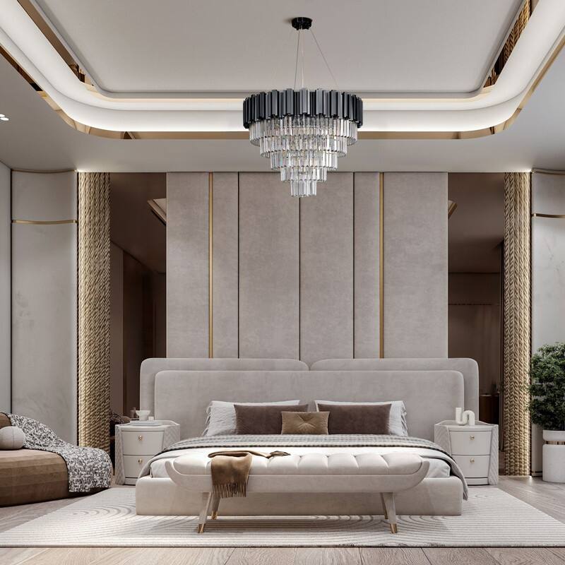 KAYLA Large Crystal Chandelier - 35.4"Modern 6-Tier 17-Light Chrome Ceiling Light, Luxury K9 Crystal
