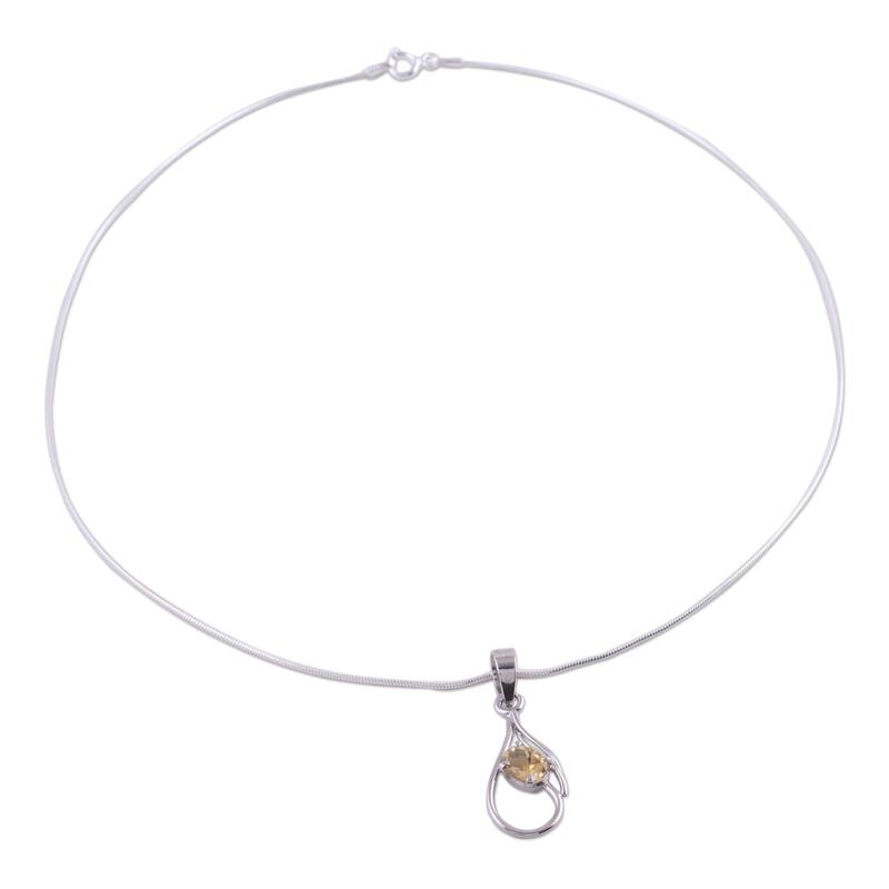 Handmade Sunny Dawn Citrine Sterling Silver Necklace (India)