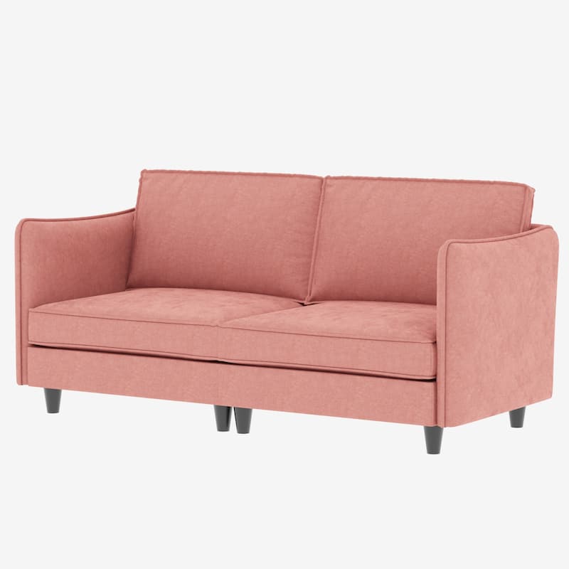 Fabric Upholstered Loveseat Sofa, Mid Century Modern Comfy 2 Seater Sofa, Lounge Sofa with Side Storage Pockets