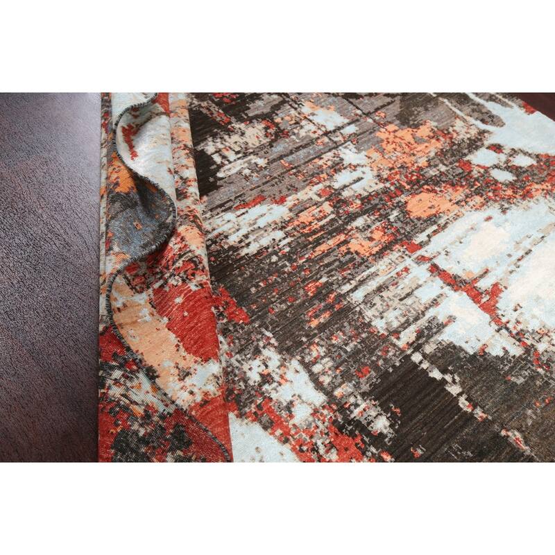 Vegetable Dye Wool/ Silk Abstract Modern Area Rug Hand-knotted Carpet - 6'6" x 9'9"