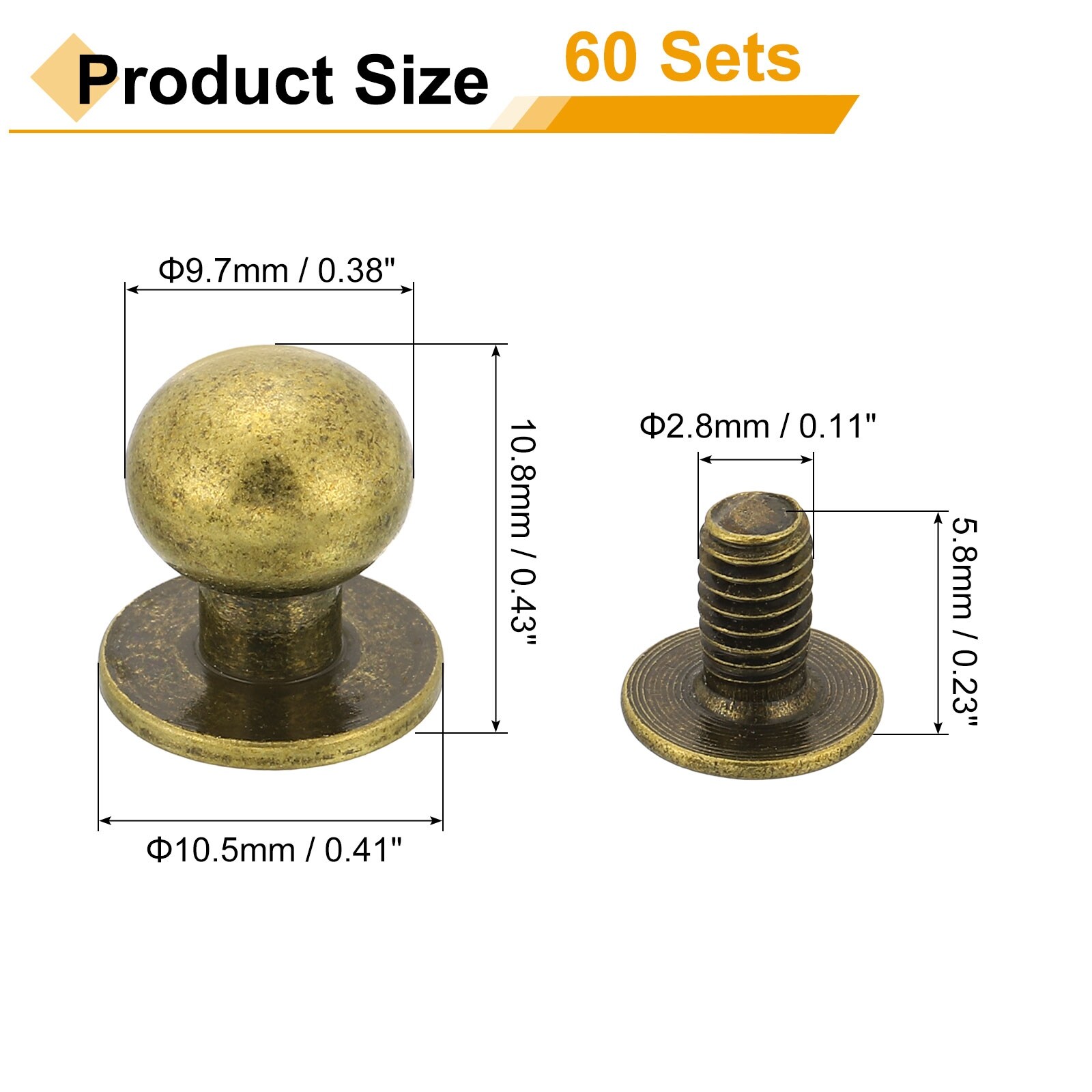 Chicago Screws Round Head Button Leathercraft Rivets for DIY Leather Crafting Decoration Handbag