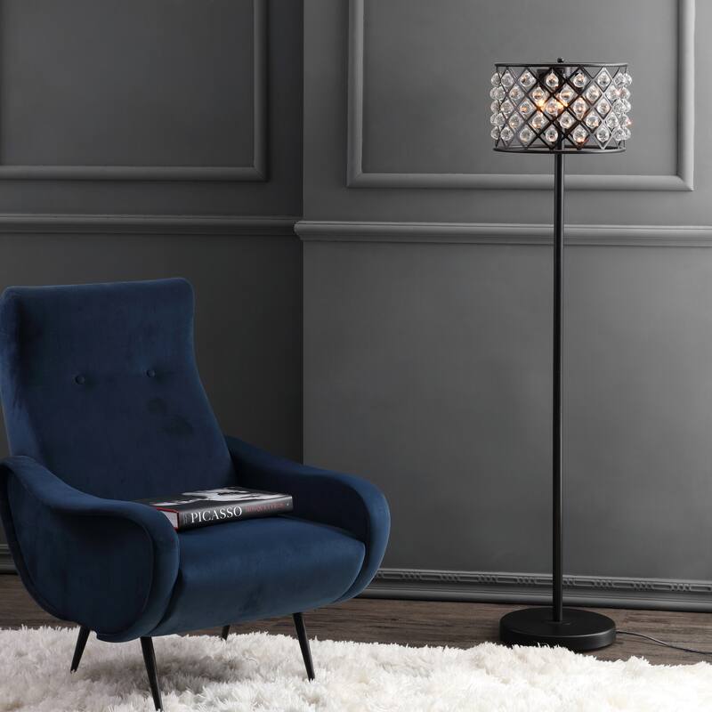 Juliette 60" Crystal/Metal LED Floor Lamp, Brass Gold/Clear by JONATHAN Y