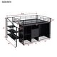 preview thumbnail 4 of 7, Full Size Metal Loft Bed with Drawers, Storage Staircase & Small Wardrobe