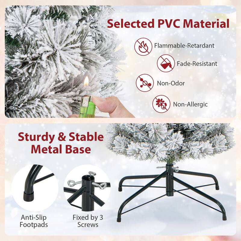 Gymax 4.5/6/7 FT Pre-Lit Artificial Christmas Tree Slim Pencil Xmas