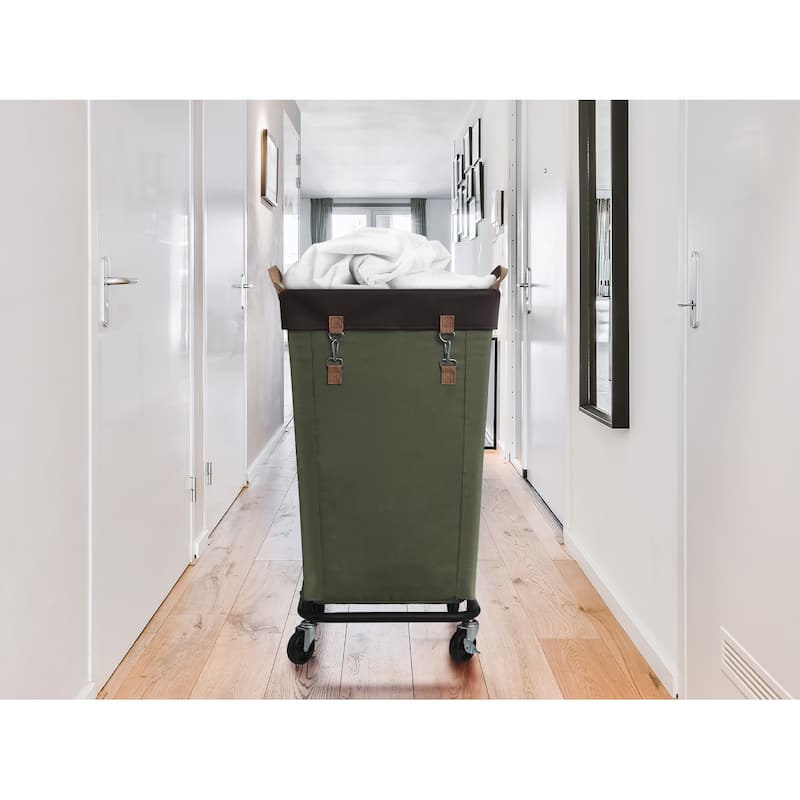 Large Laundry Hamper with Wheels, 160L Canvas Laundry Basket for Hotel, Home, Closet, Dorm