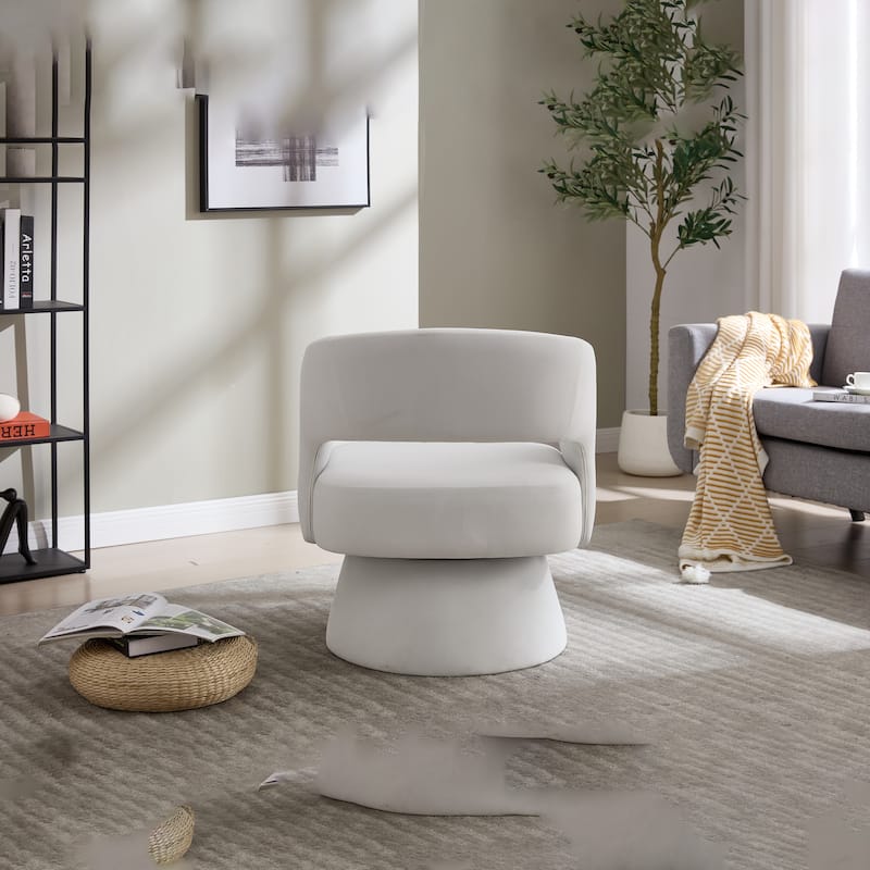Swivel Barrel Chair, Velvet Accent Armchair 360 Degree Swivel Club Chair for Living Room Bedroom Reception Room