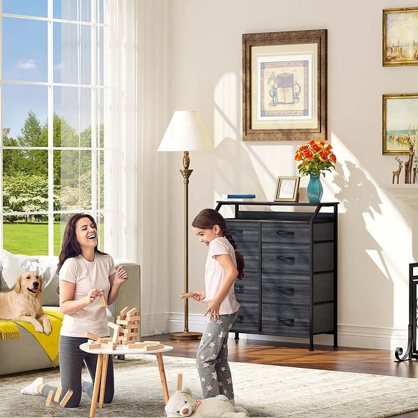 cloth dresser EnHomee Tall for Bedroom with 10 Drawers, Fabric Chests of Drawers with Metal Screen Door, Rustic Brown each equipped with metal glides and black plastic knobs WLIVE Dresser with 3 Drawers,