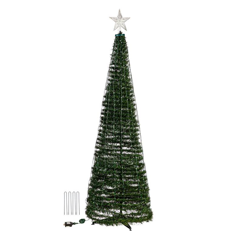 71 in. Green Indoor/Outdoor Foldable Christmas tree with RGB Lights