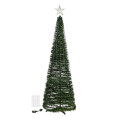 71 in. Green Indoor/Outdoor Foldable Christmas tree with RGB Lights