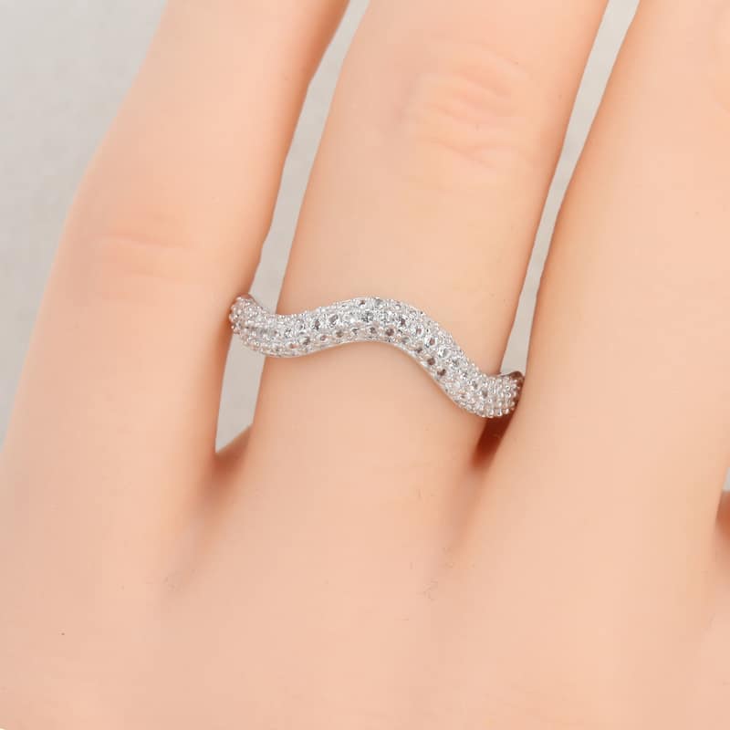 Miadora 3/8ct TGW White Topaz Curved Ring Sterling Silver