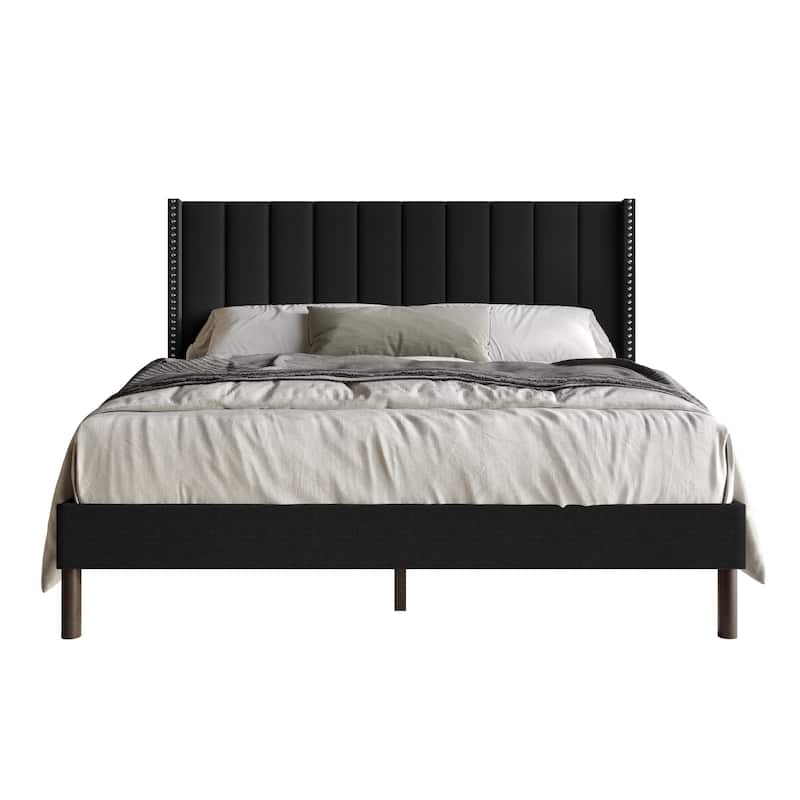 Clayfell Odessa Linen Upholstered Wingback Panel Bed