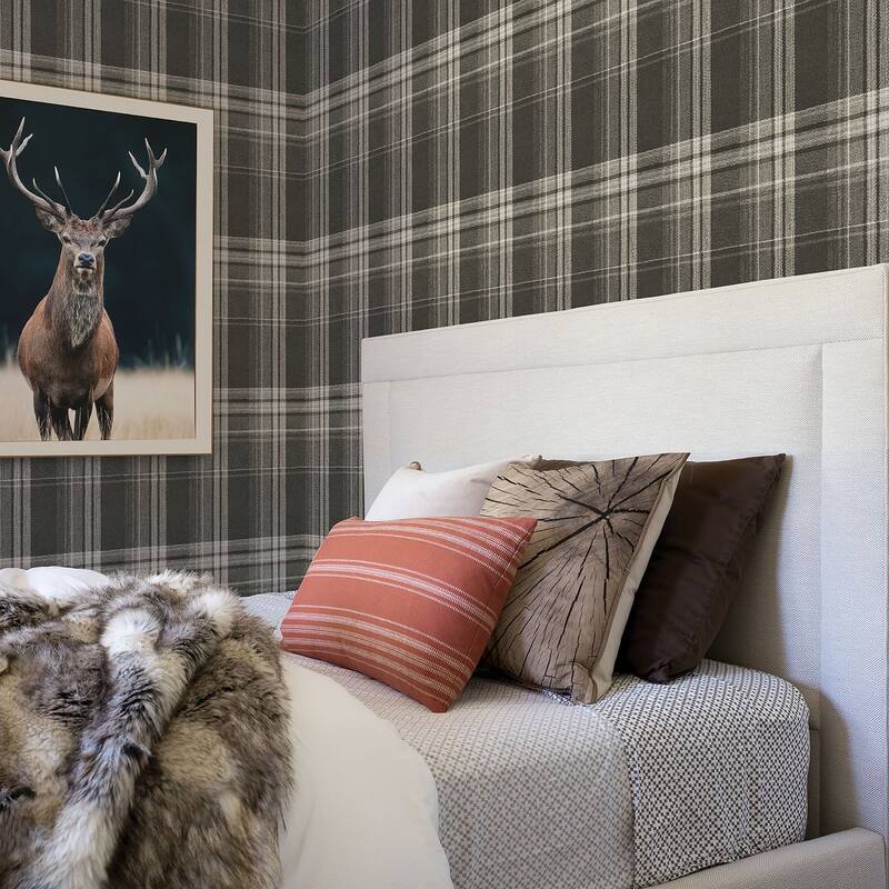 Faux Effects Linnett Saranac Dark Brown Flannel 33' L X 20.5 W Wallpaper Roll - Dark Brown