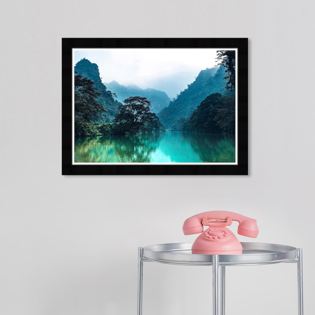 Wynwood Studio Prints Nature and Landscape Fresh River View Green and Turquoise Tropical Wall Art Canvas Print