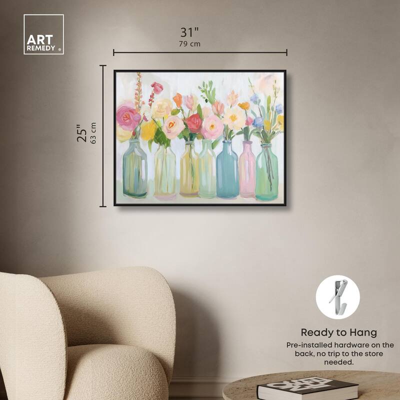 Bottled Blooms Canvas by Art Remedy