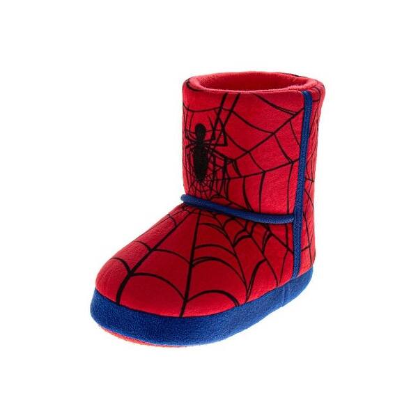 slide 2 of 4, Marvel Spiderman Slippers for Kids The Amazing Spidey House Shoes Indoor Cozy Plush Slippers Size Toddler/Little Kids 11/12 - Red/Blue