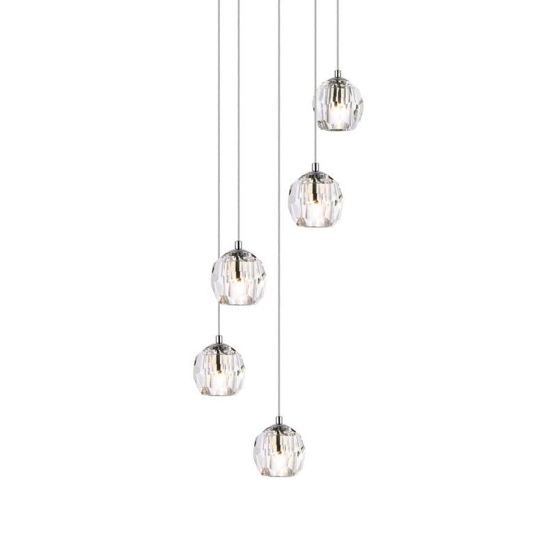 Elegant Lighting Eren 5 Light 12" Wide Crystal Multi Light Pendant - Chrome