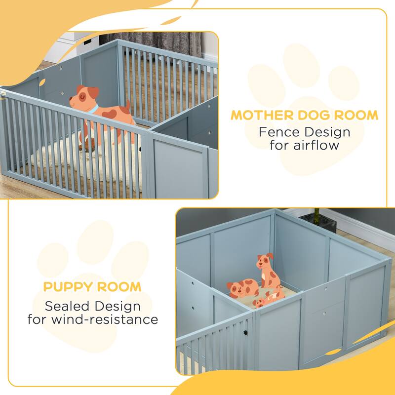 Box for Dogs Built for Mother's Comfort,with Removable Doors, Puppy Playpen for Indoors, Newborn Puppy Supplies & Essentials