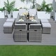 preview thumbnail 13 of 19, 9-Piece Aluminum Dining Set with Tempered Glass Tabletop and Umbrella Hole