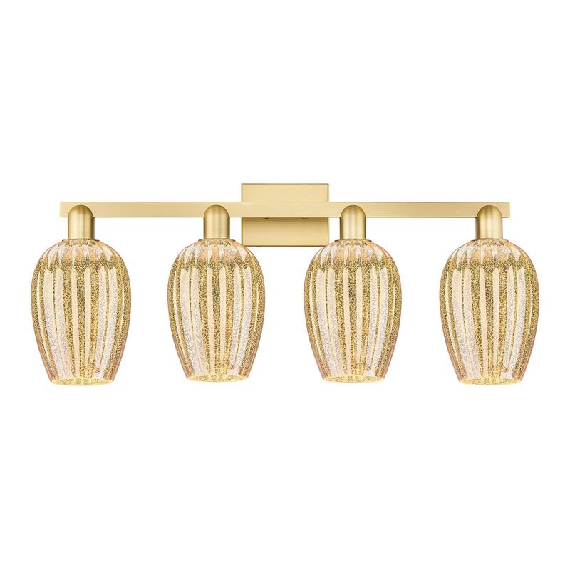 Innovations Lighting 716-4W-14-36 Preston Vanity Flute Preston 4 Light - Satin Gold / Mercury