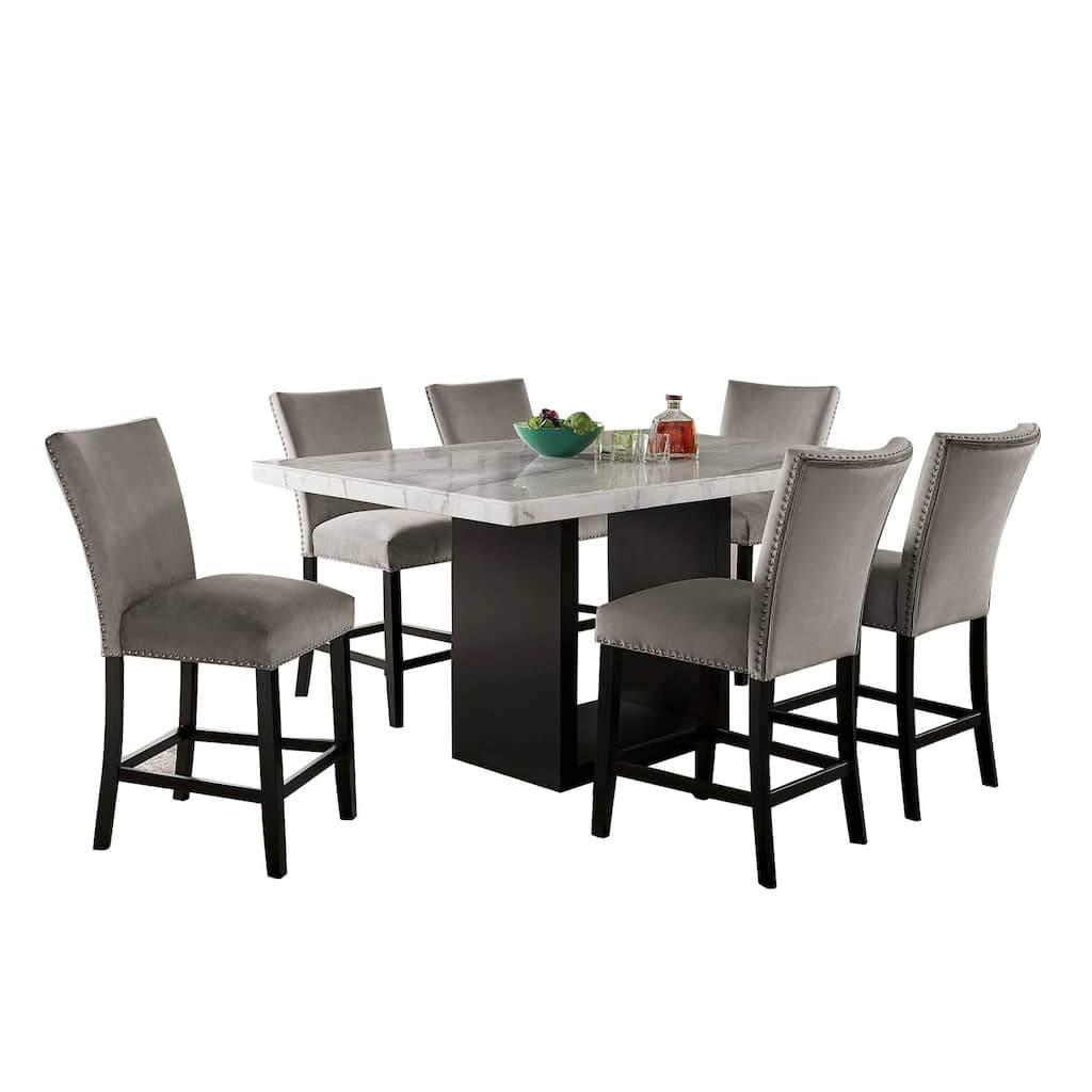 7 Piece Dining Table Set in White And Black