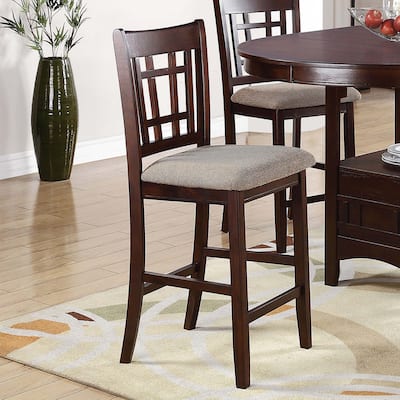 Height Chair with Beige Upholstered Seat, Set of 2