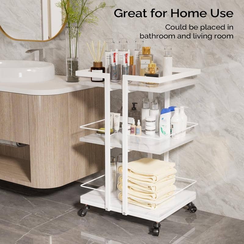 Rolling Cart, 3-Tier Multifunctional Storage Cart, Storage Trolley for bathroom, living room