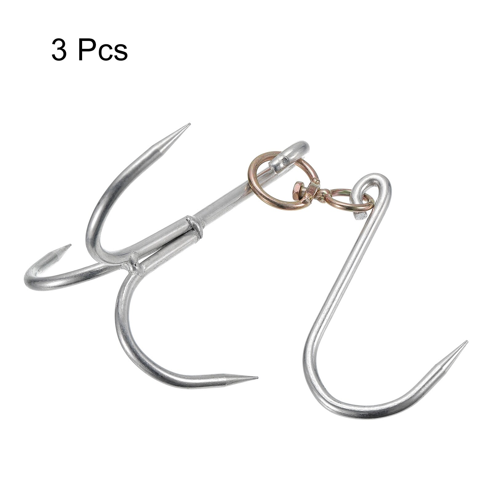 Swiveling Meat Hook, Galvanized Three-Prong Meat Hooks, 3Pcs - Silver Tone - 13.9" x 0.33" Swiveling Meat Hook, Galvanized Three-Prong Meat Hooks, 3Pcs - Silver Tone - 13.9" x 0.33"