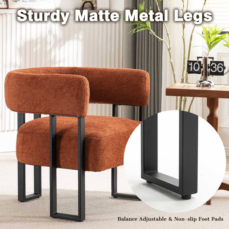 Upholstered Teddy Velvet Accent Chair, Modern Boucle Armchair