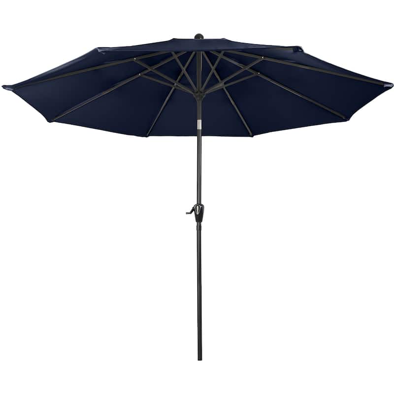 Patio Umbrella with Auto Tilt - 10FT Easy Crank Outdoor Umbrella with Vented Canopy by Pure Garden (Navy)