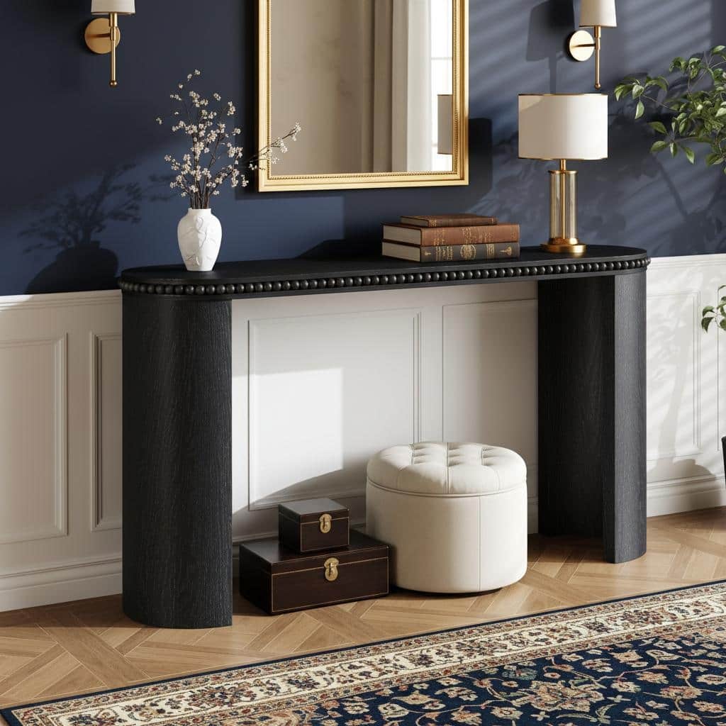 Vintage Beaded Console Table with Reversible Curved Legs by Christopher Knight Home