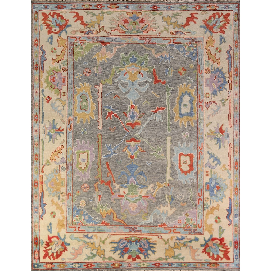 Oushak Indian Area Rug Handmade Transitional Grey Wool Carpet - 8'0"x 9'10"