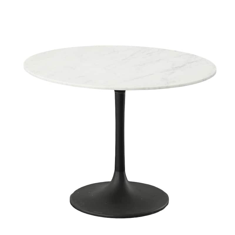 Pedestal Style Marble Top Dining Table - 40" - White and Black