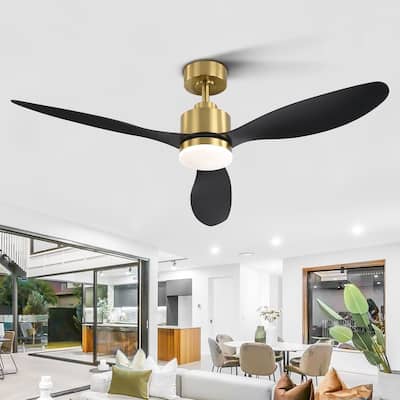 52 Inch Gold LED Ceiling Fan with Lights Remote(3-Blade)