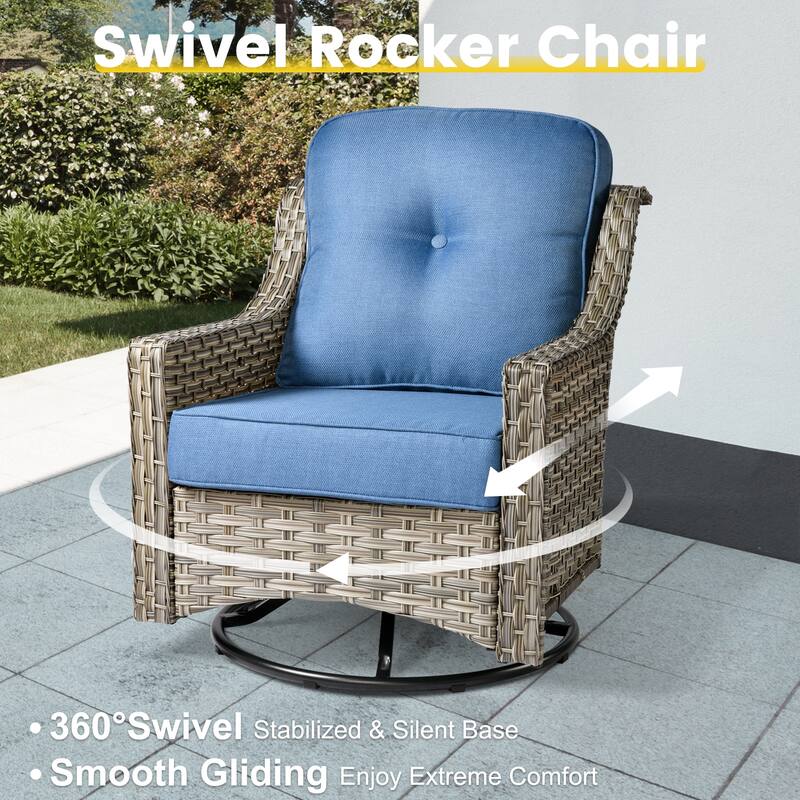 XIZZI 8-piece Rattan Wicker Outdoor Patio Furniture Set with Swivel Chair