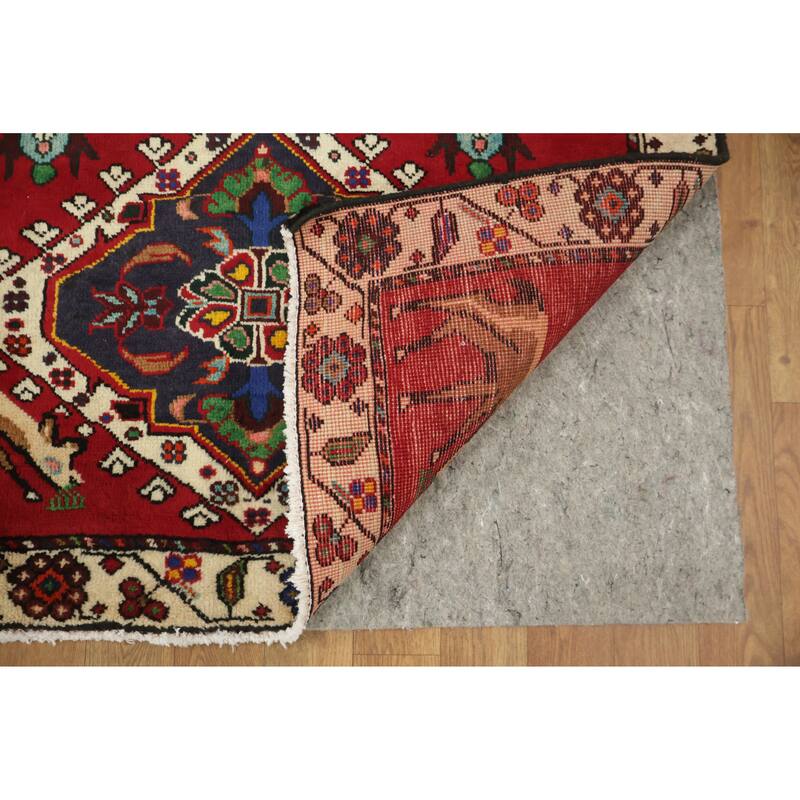 Hand Knotted Oriental 100% Wool Carpet Traditional Geometric Red Shiraz Area Rug - 5' 0'' X 3' 1''