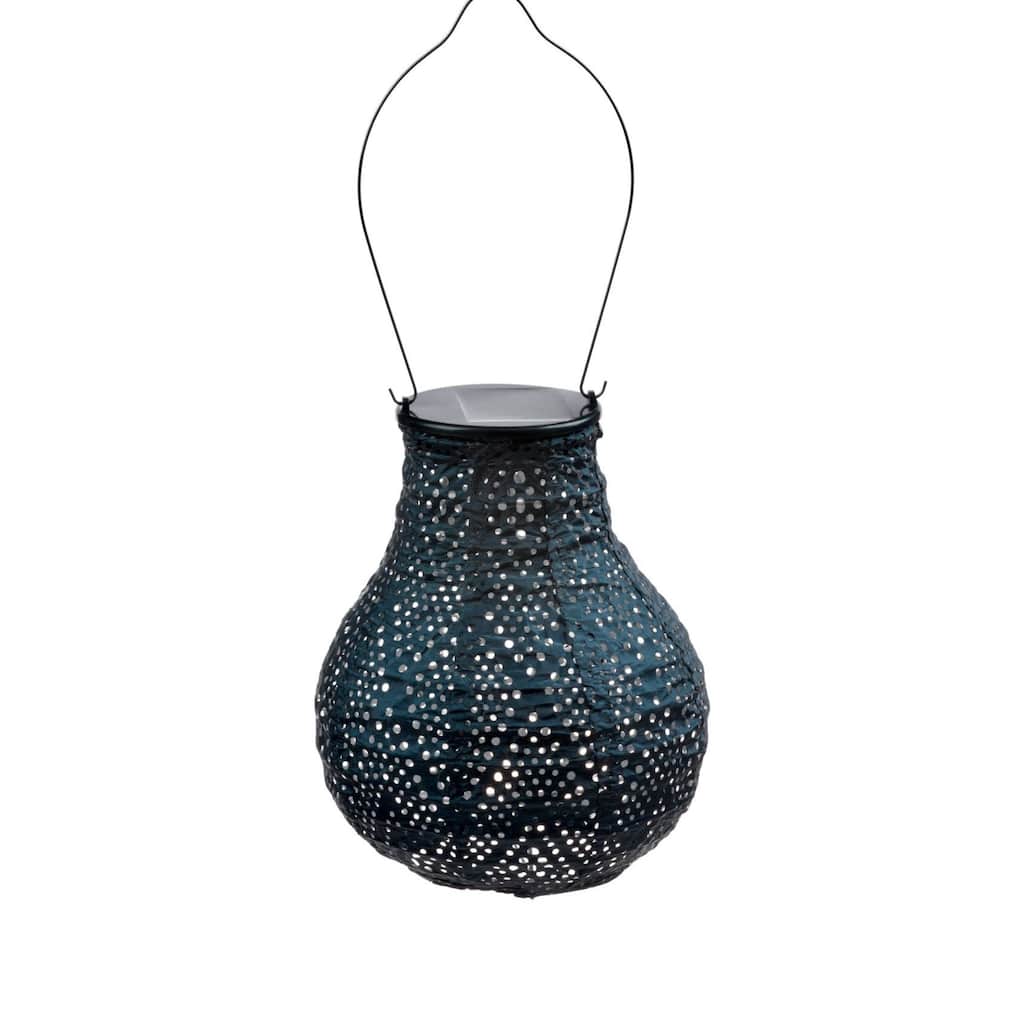 Pre-Lit Battery-Operated Bulb Ikat Lantern - 14" - Petrol Green
