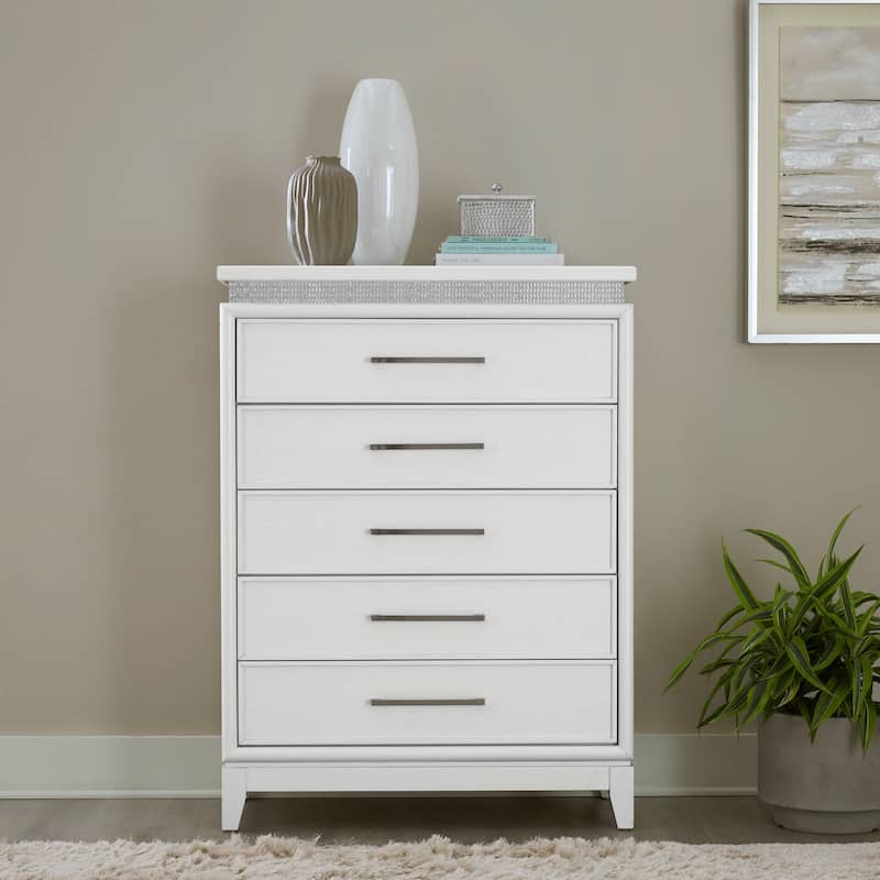 Liberty Furniture Reflections Upholstered Bed, Dresser & Mirror, Chest, Night Stand - King or Queen