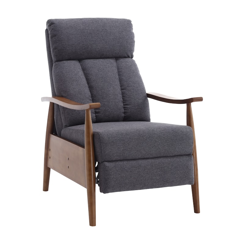HOMEFUN Linen/Leather/Microsuede Upholstered Wood Frame Adjustable Recliner Lounge Armchair