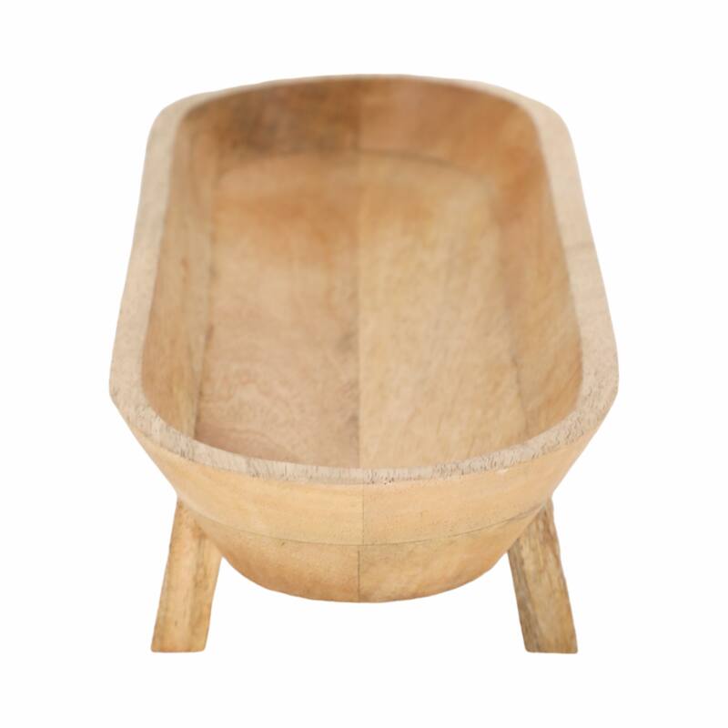 Handcrafted Wooden Oval Footed Accent Bowl for Home Decor-16" - 15.5"