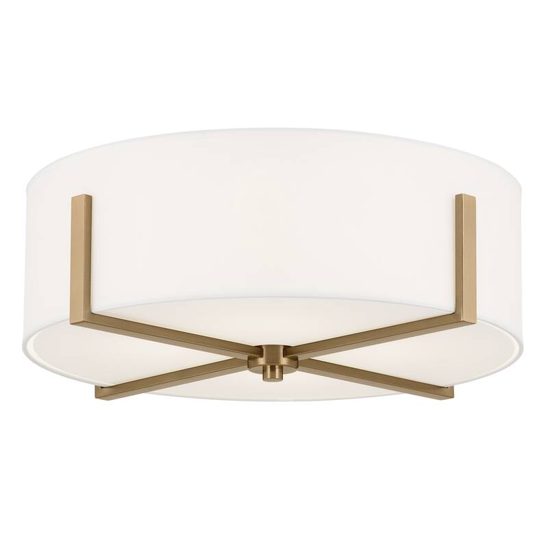 Kichler Lighting Malen 20 in. 4-Light Champagne Bronze Flush Mount Light with White Fabric Shade