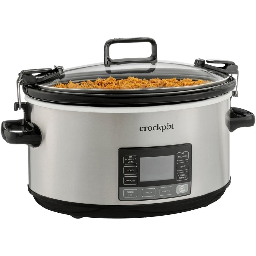 Crock-Pot 6 Quart Programmable Slow Cooker with Timer and Auto Food Warmer  Setting, Stainless Steel