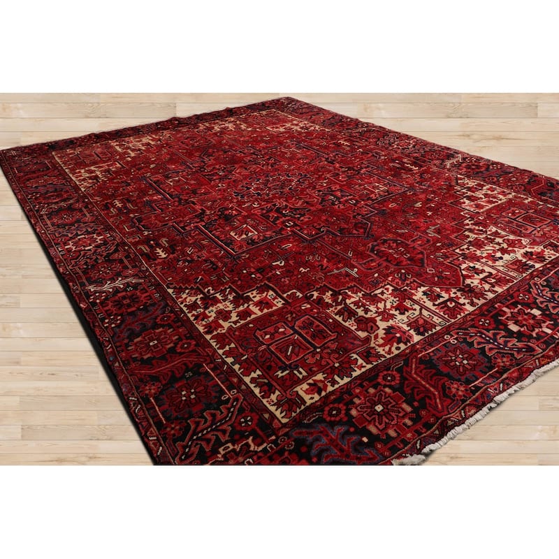 Hand Knotted Heriz Rust, Rose 100% Wool Traditional Oriental Area Rug - 9' 10'' x 13' 8''