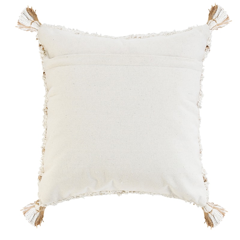 HomeRoots 20" X 20" White And Tan 100% Cotton Geometric Zippered Pillow