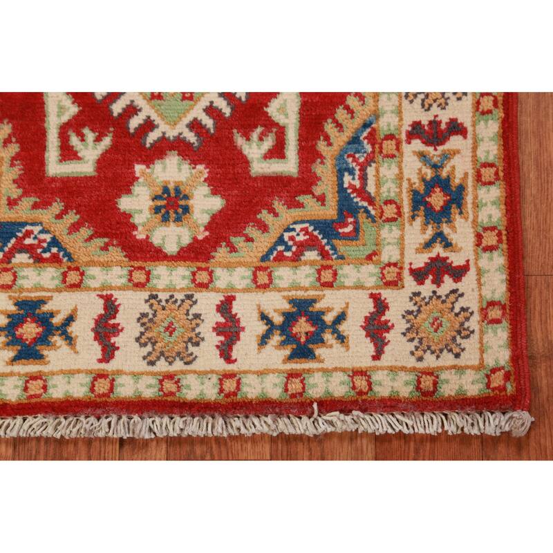 Red Kazak Oriental Accent Foyer Rug Handmade Geometric Wool Carpet - 2'0"x 3'0"