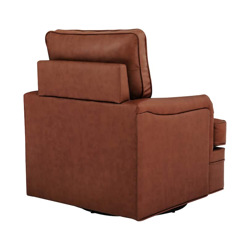 LUE BONA Modern Swivel Accent Chair Leather Armchair for Living Room - 30" W x 32" D x 36" H