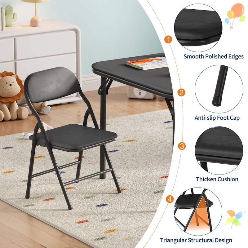 3/5-Piece Kids Folding Table and Chairs Set, Toddlers Children's Activity Table and Chairs Set