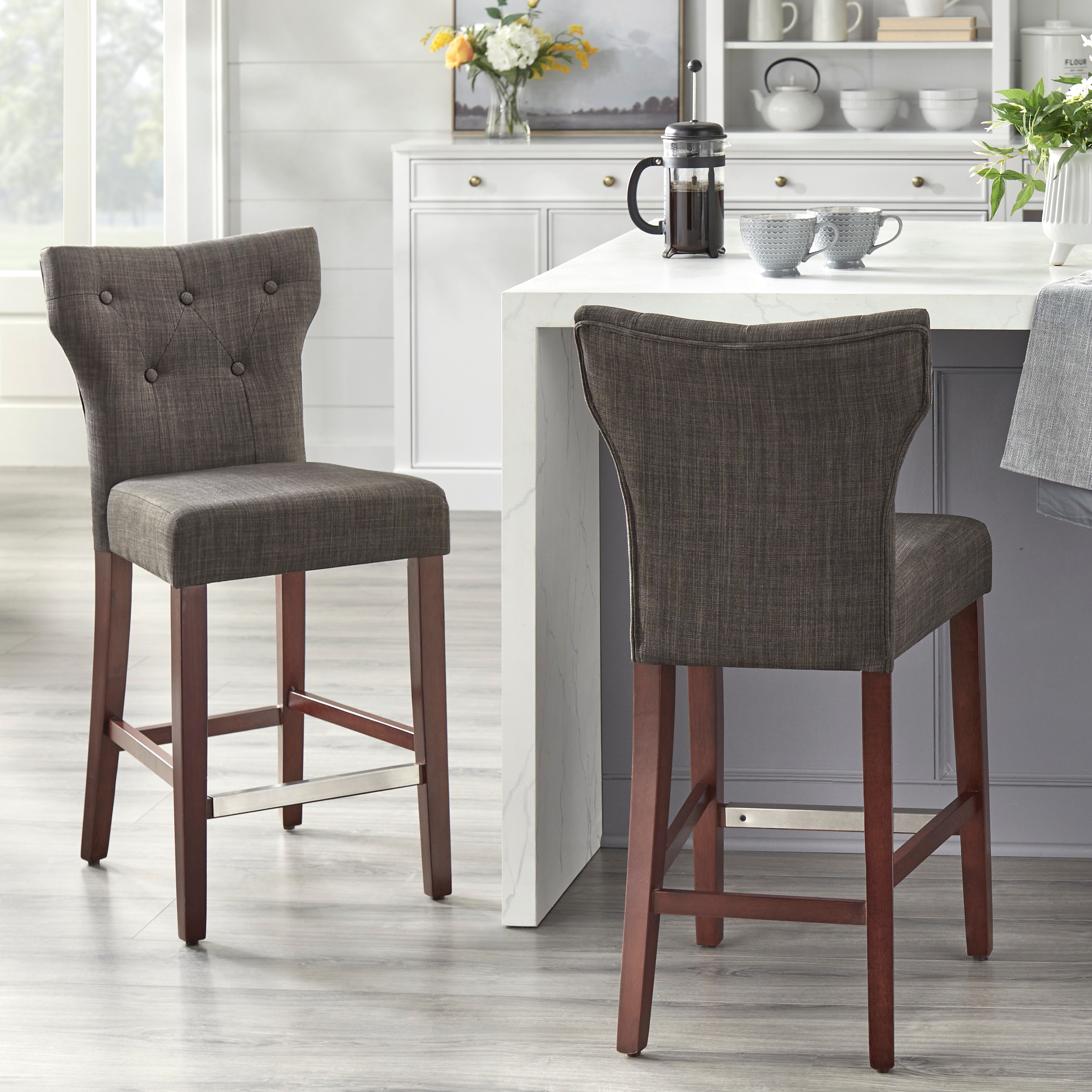 Simple Living Langdon Upholstered 24-inch Stools (Set of 2)