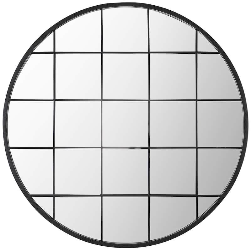 SAFAVIEH Simmie 36-inch Black Grid Round Wall Accent Mirror - 32"W x 1"D x 32"H