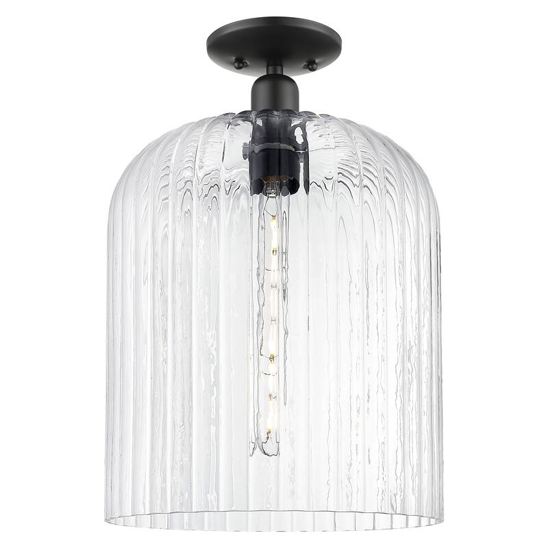 Innovations Lighting Downtown Urban - Bridal Veil - 1 Light 12" Semi-Flush Mount Light - Clear Shade/Matte Black
